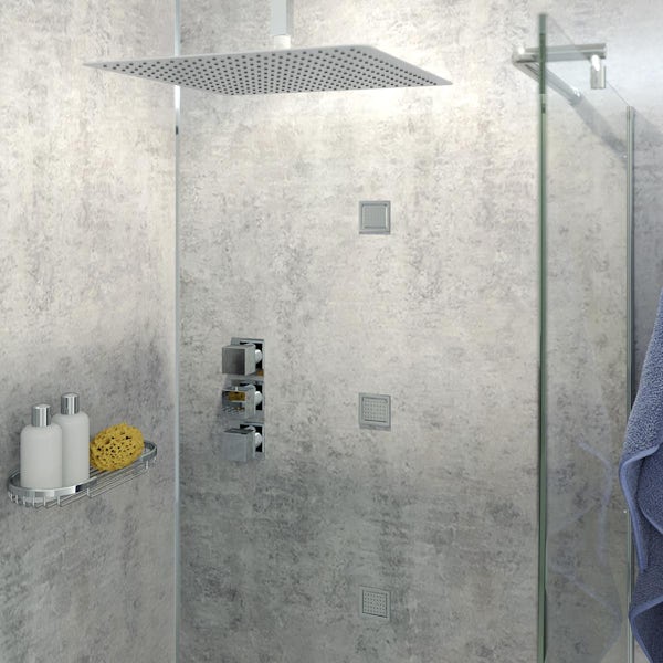 Mode Cooper thermostatic shower valve with body jets and ceiling shower set