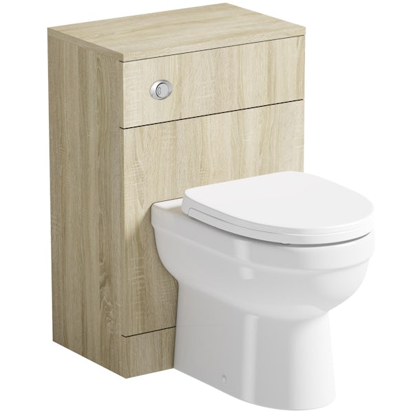 Orchard Eden oak back to wall unit and toilet with seat