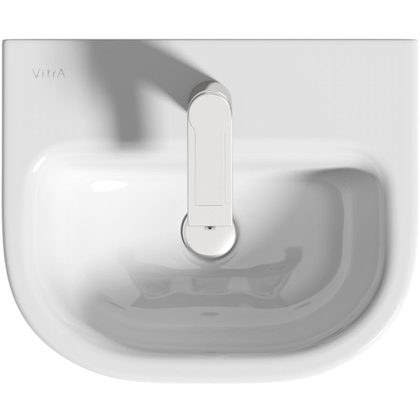 VitrA Ava 1 tap hole semi recessed compact washbasin 450mm