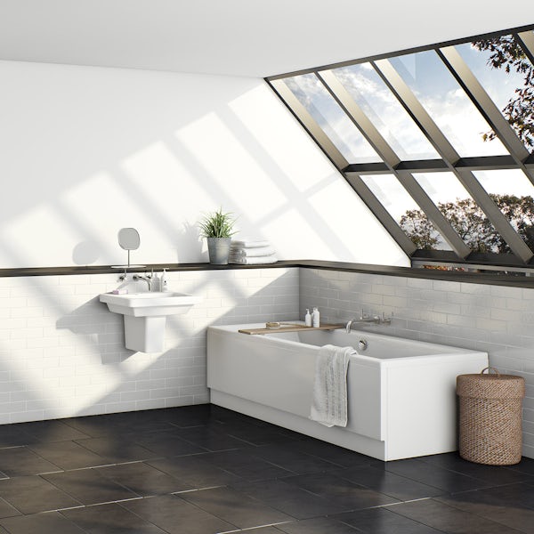 Kirke square edge double ended reinforced bath 1700 x 700 with reinforced front panel