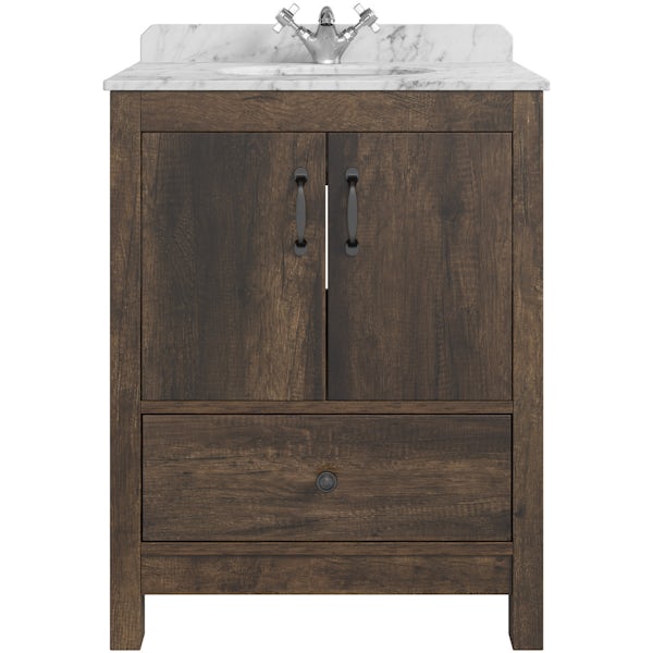 The Bath Co. Dalston floorstanding vanity unit and white marble basin 650mm with tap
