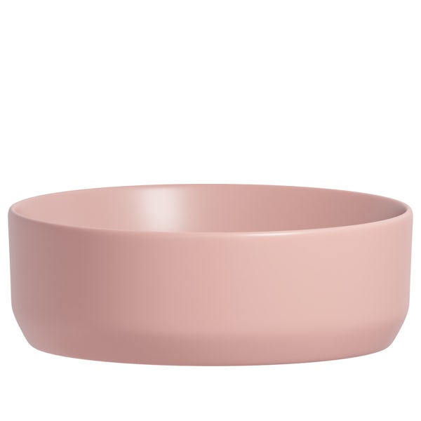 Lush Blush Light Pink countertop round basin 355mm with waste