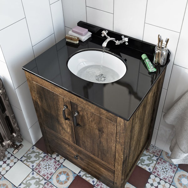 The Bath Co. Dalston vanity unit and black marble basin 650mm with mirror
