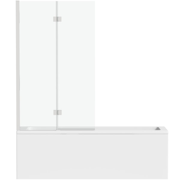 Mode straight shower bath with 8mm hinged panel shower screen