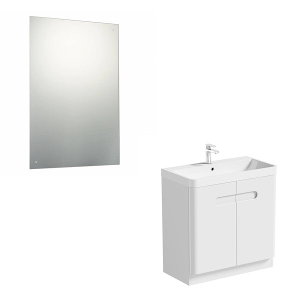 Mode Ellis white vanity door unit 800mm and mirror offer