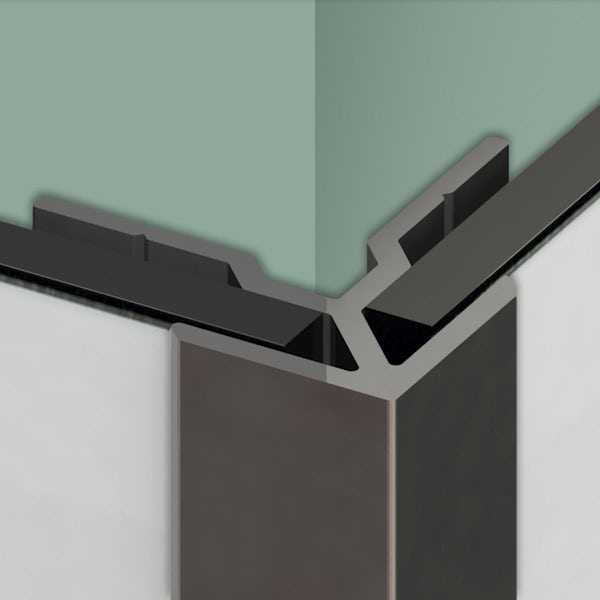 Kinewall chrome L shaped profile for external corner mounting