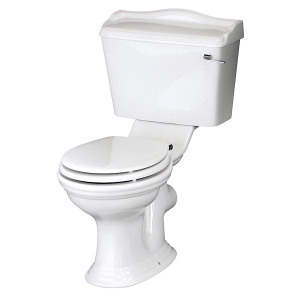 The Bath Co. Helmsley close coupled toilet with wooden toilet seat