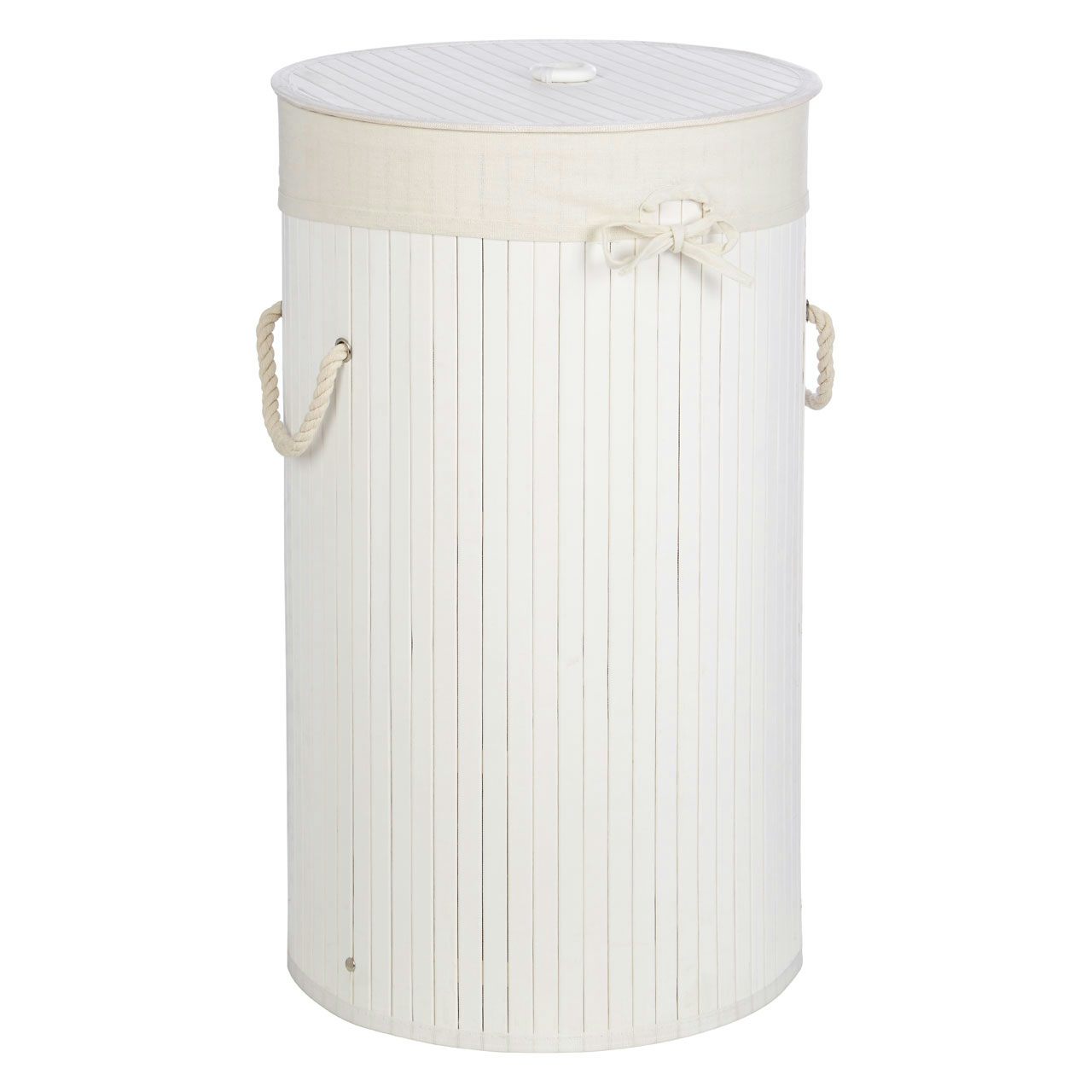 Accents Natural bamboo white round laundry basket