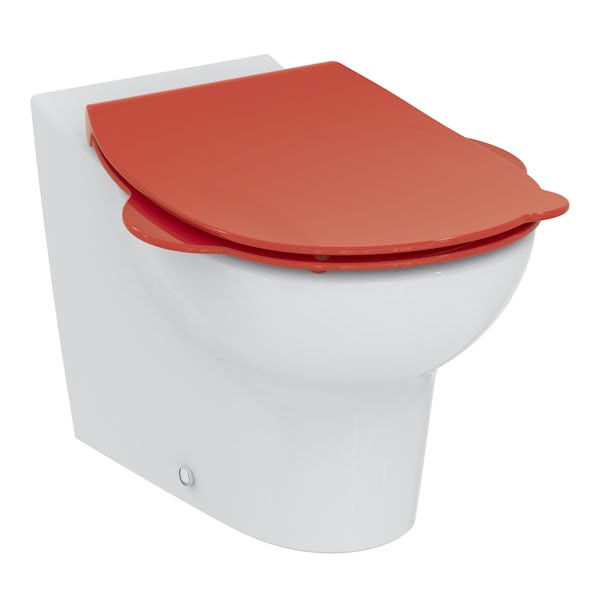 Armitage Shanks Contour 21 Splash back to wall school toilet with red seat and cover