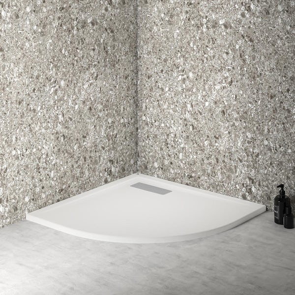 Ideal Standard Ultraflat 800 x 800mm quadrant shower tray in silk white with waste
