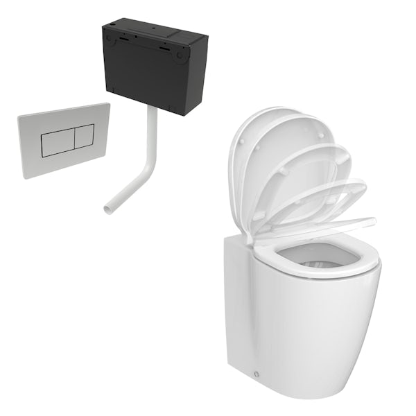 Ideal Standard Concept Freedom comfort height back to wall toilet with soft  close seat and concealed cistern