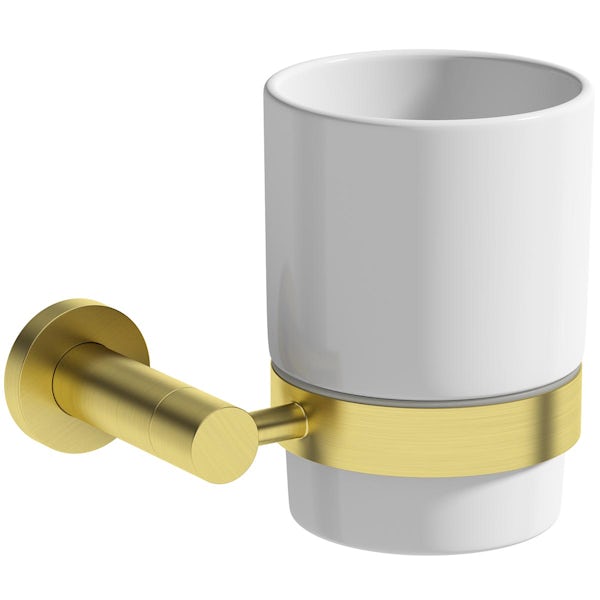Accents Deacon brushed brass tumbler and holder