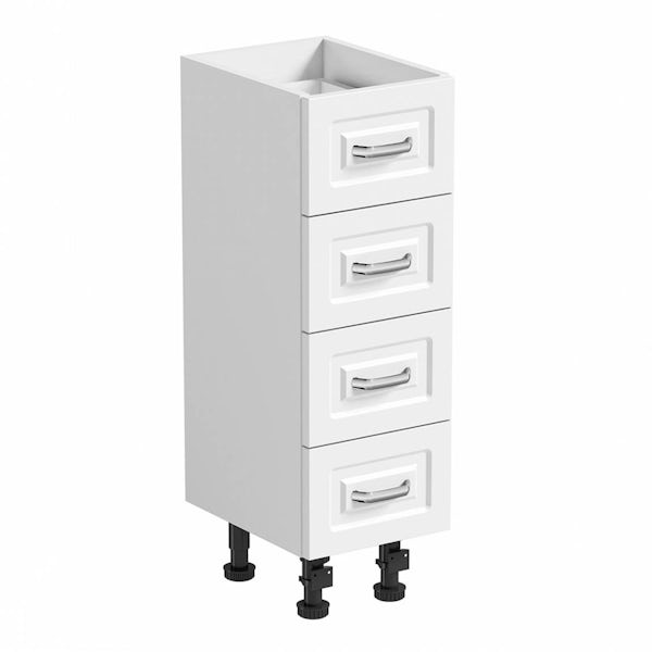 Orchard Florence white 650mm, multi drawer unit & plinth with white top