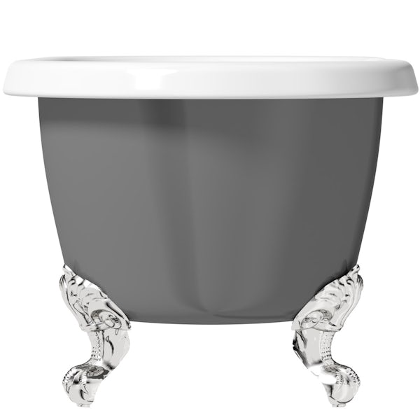 The Bath Co. Dulwich grey roll top freestanding bath with chrome claw feet
