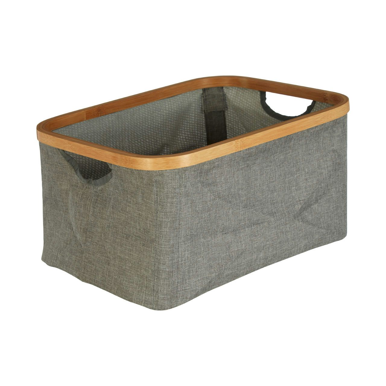 Accents Carrick bamboo and grey fabric storage basket