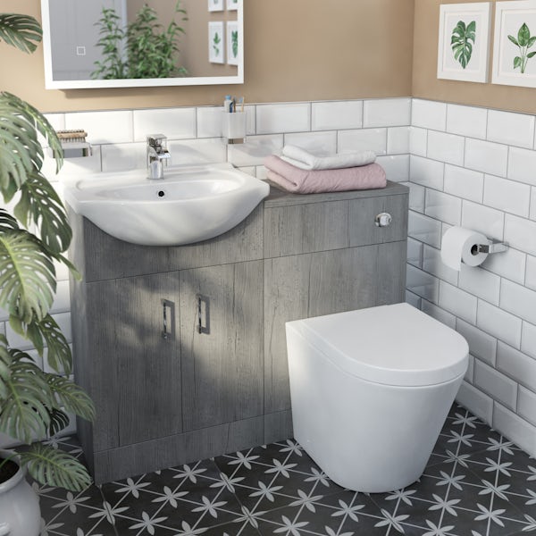 Orchard Lea concrete furniture combination and Contemporary back to wall toilet with seat