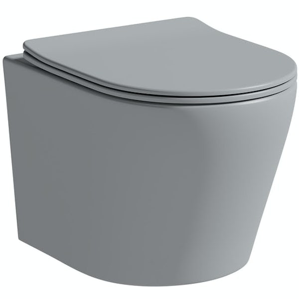 Mode Orion stone grey wall hung toilet and counter top basin suite
