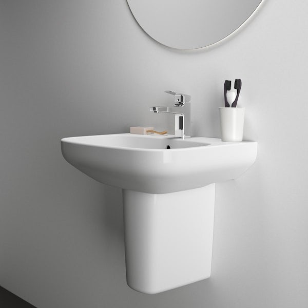 Ideal Standard i.life A 1 tap hole semi pedestal basin 600mm and fixing kit