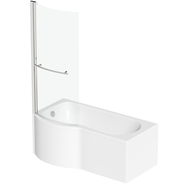 Orchard P shaped left handed shower bath 1500mm with 6mm shower screen and rail