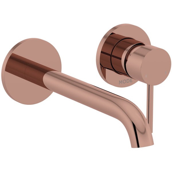 Mode Spencer round wall mounted rose gold bath mixer tap offer pack
