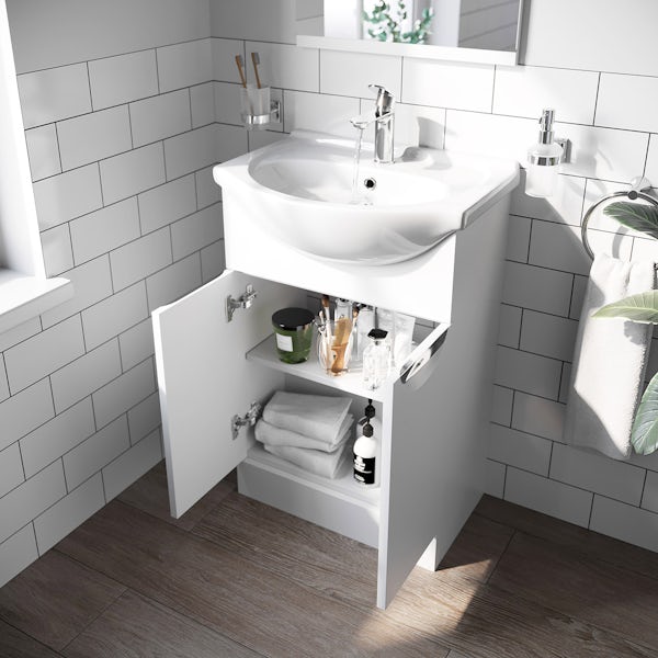 Orchard Elsdon white floorstanding vanity unit and ceramic basin 550mm