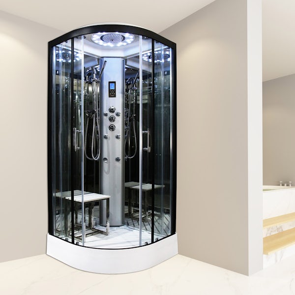 Insignia Platinum black framed quadrant shower cabin