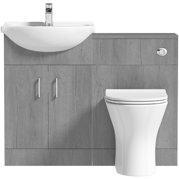 Orchard Lea concrete 1060mm combination and Derwent round back to wall toilet with seat