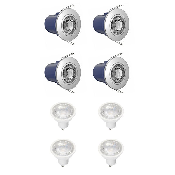 Forum fixed fire rated downlight pack of 4 with warm white bulbs in chrome