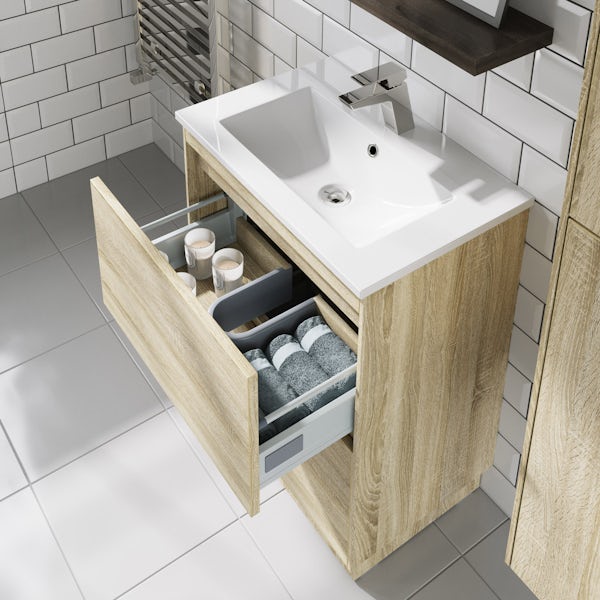 Mode Austin Oak Floorstanding Vanity, Oak Bathroom Sink Vanity Units