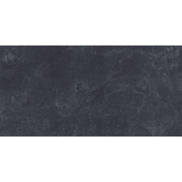 Fjord anthracite glazed porcelain wall and floor tiles 308mm x 615mm
