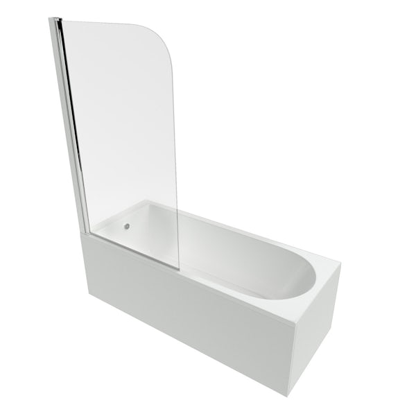 Ideal Standard Tesi complete bathroom suite with straight bath, radius bathscreen, taps, panel and waste