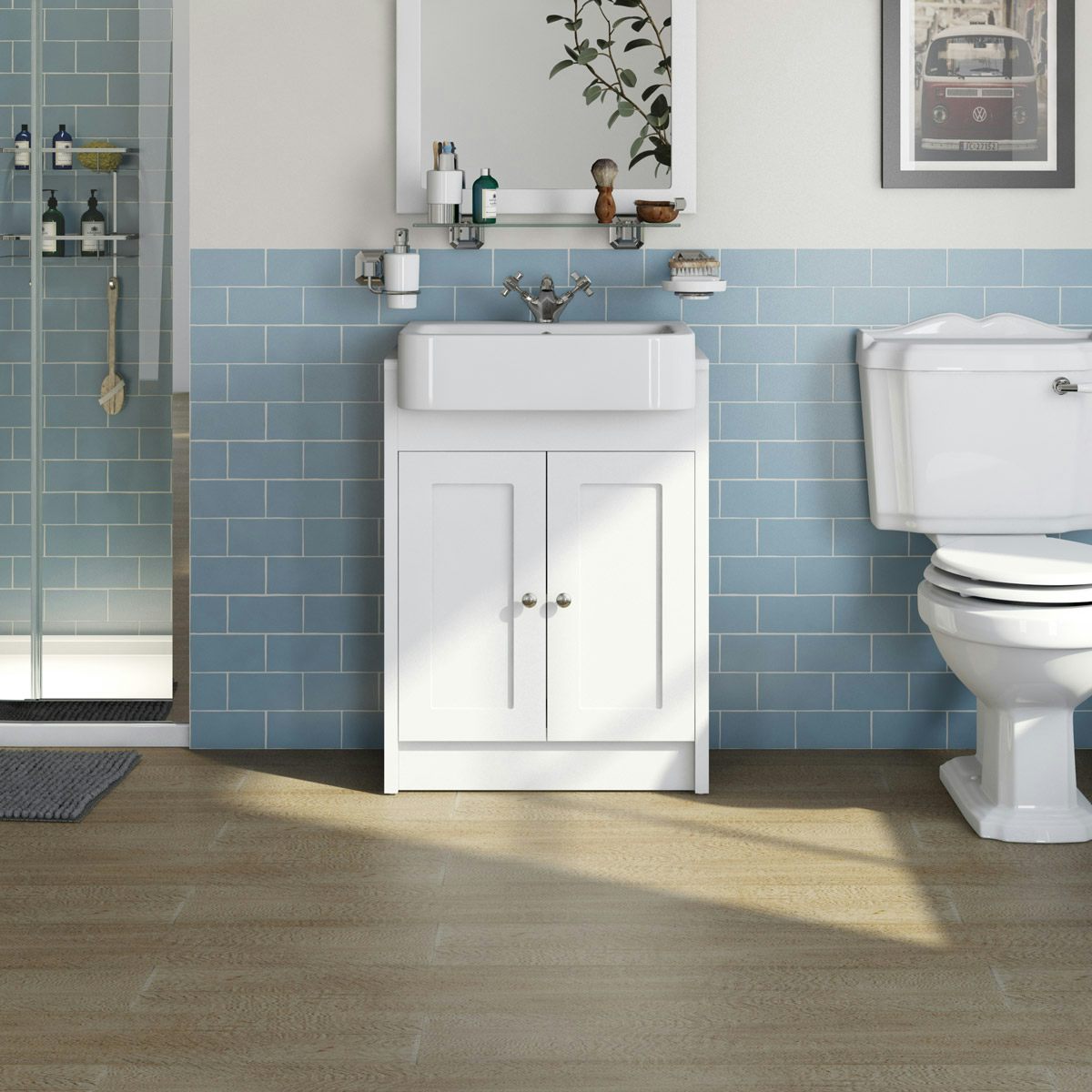 Orchard Dulwich matt white floorstanding vanity unit with semi recessed  basin 18mm