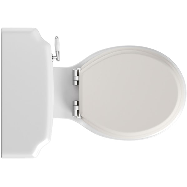 Dulwich close coupled toilet with soft close wooden toilet seat white