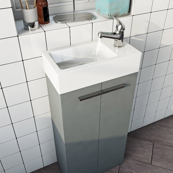 Clarity Compact satin grey vanity unit and basin 410mm