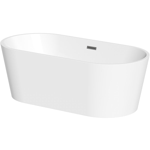 Mode Tate double ended freestanding round bath with freestanding bath tap