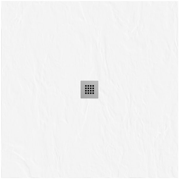 Mode white slate effect square stone shower tray 900 x 900
