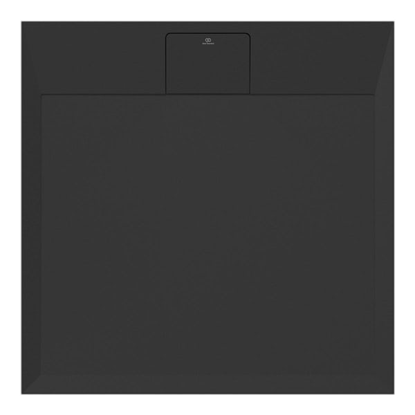 Ideal Standard ultra flat i.life S 800mm x 800mm square shower tray in black with Idealite top access waste and trap