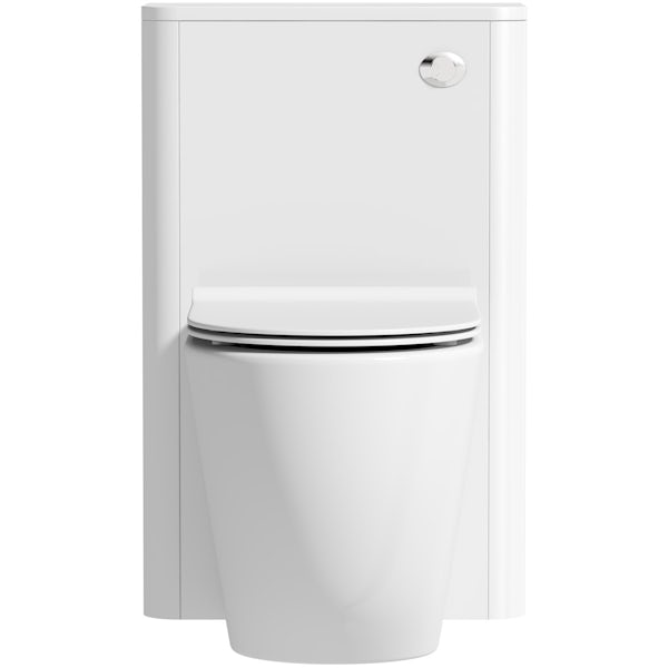 Mode Harrison snow back to wall unit and rimless toilet with slimline soft close seat