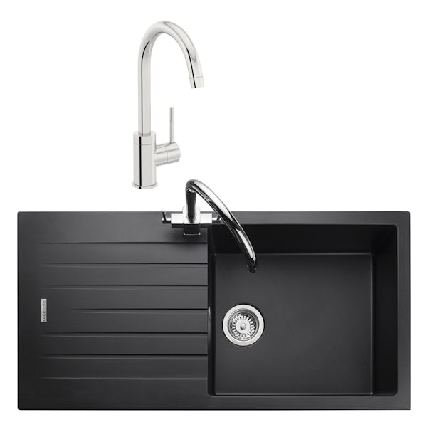 Rangemaster Andesite 1.0 bowl granite kitchen sink with waste and Schon WRAS kitchen tap