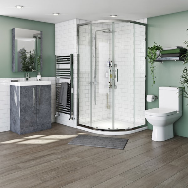Orchard Kemp riven grey floorstanding complete shower enclosure suite