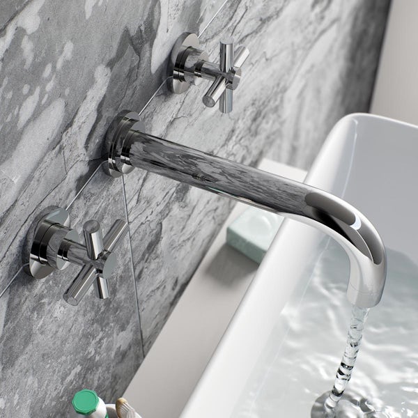 Mode Tate wall mounted basin and bath mixer tap pack