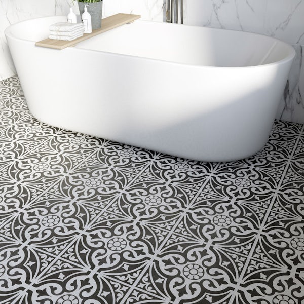 British Ceramic Tile Victoriana feature black matt tile 331mm x 331mm