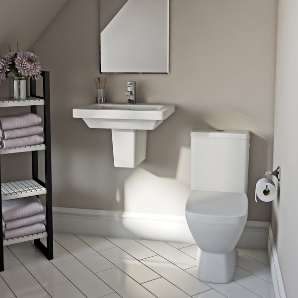 Mode Cooper complete cloakroom suite with semi pedestal basin 550mm, tap and waste