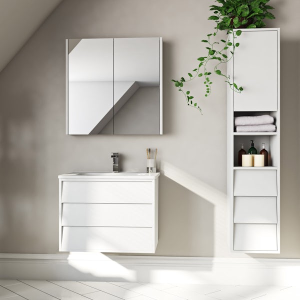 Mode Cooper white furniture package with vanity unit 600mm