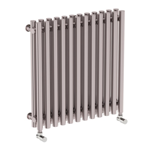Tune matt nickel double horizontal radiator 600 x 590