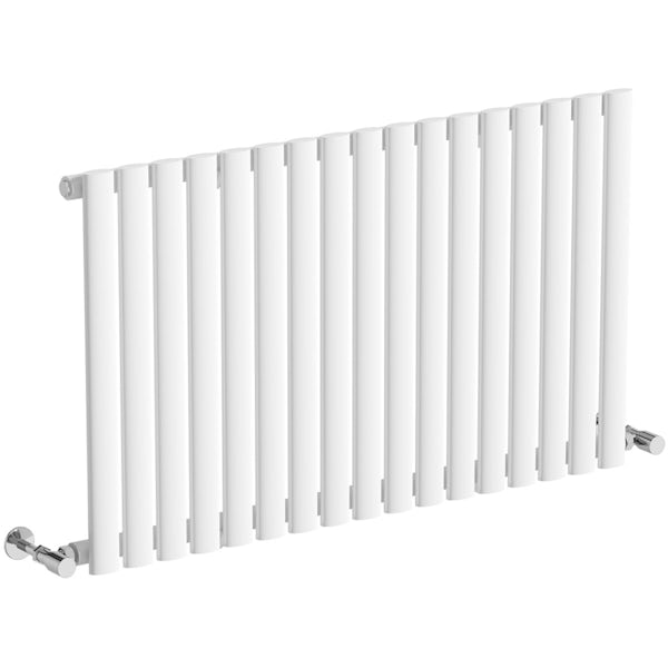Mode Tate white single horizontal radiator 600 x 1000 with angled valves
