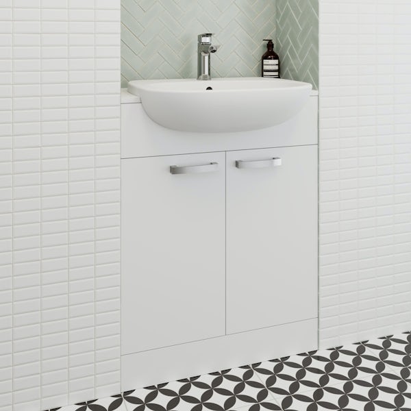 Ideal Standard Tesi close coupled toilet with white vanity unit suite 650mm