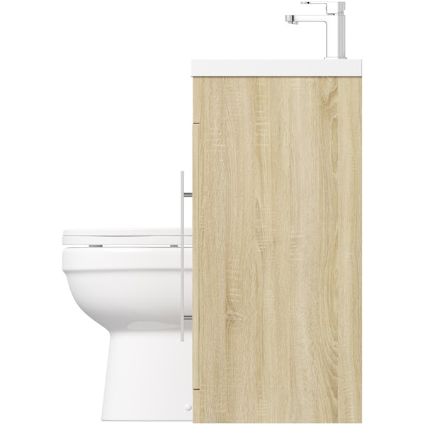 MySpace oak right handed unit with Eden back to wall toilet