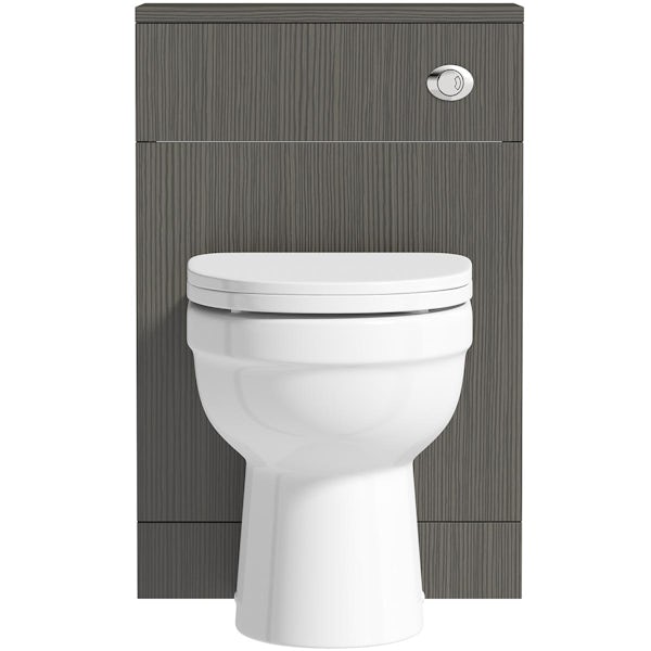 Orchard Lea avola grey slimline back to wall unit 500mm and Eden back to wall toilet with seat