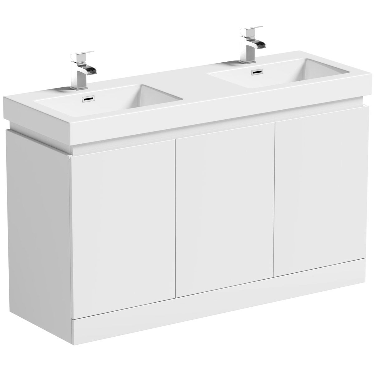 Mode Hardy White Floorstanding Double, Double Sink And Vanity Unit